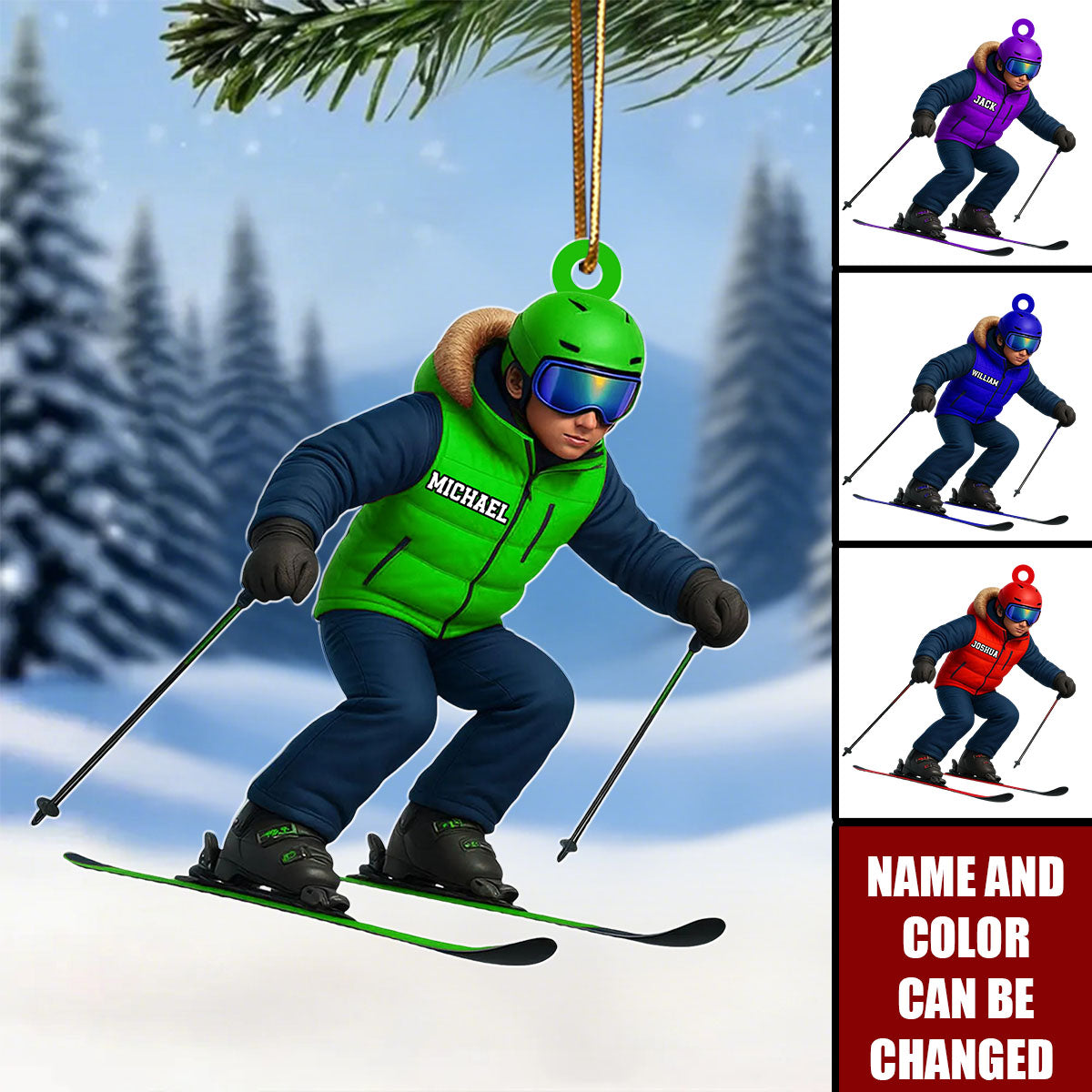 Ski Lift - Personalized Christmas Acrylic Ornament