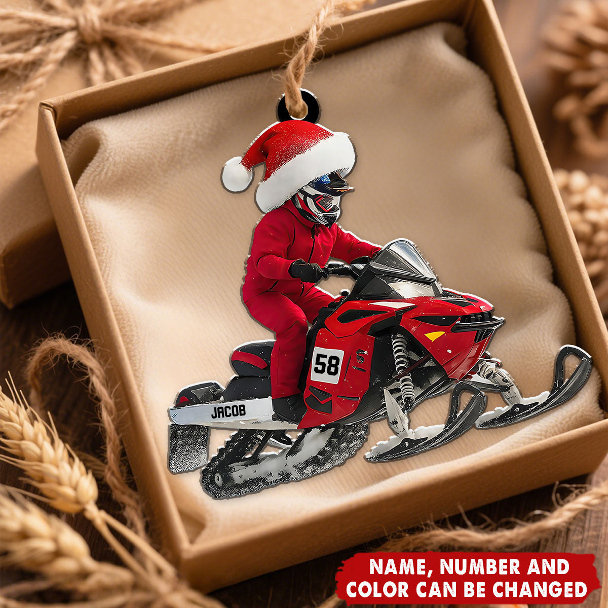 Snowmobile Rider - Personalized Christmas Acrylic Ornament