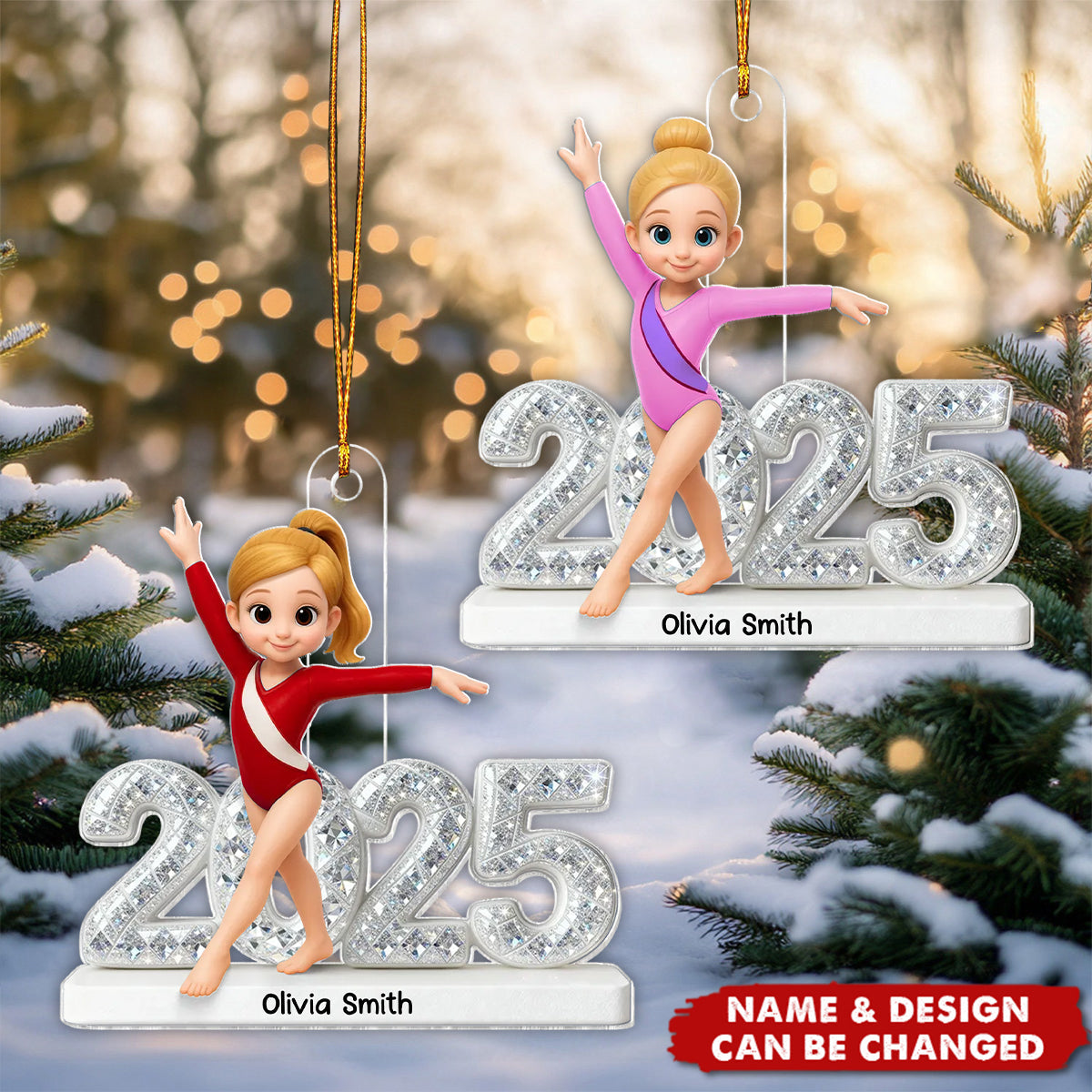 3D Shining Effect Christmas Gymnastic Girl - Personalized Christmas Acrylic Ornament
