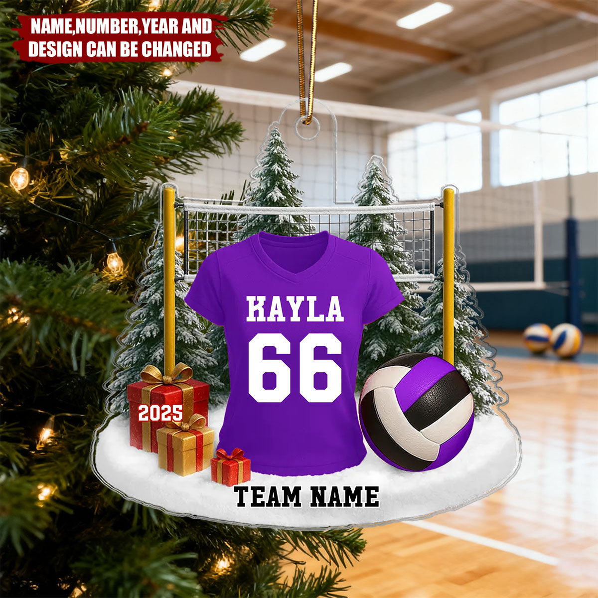 3D Effect Volleyball Player Uniform - Personalized Christmas Acrylic Ornament