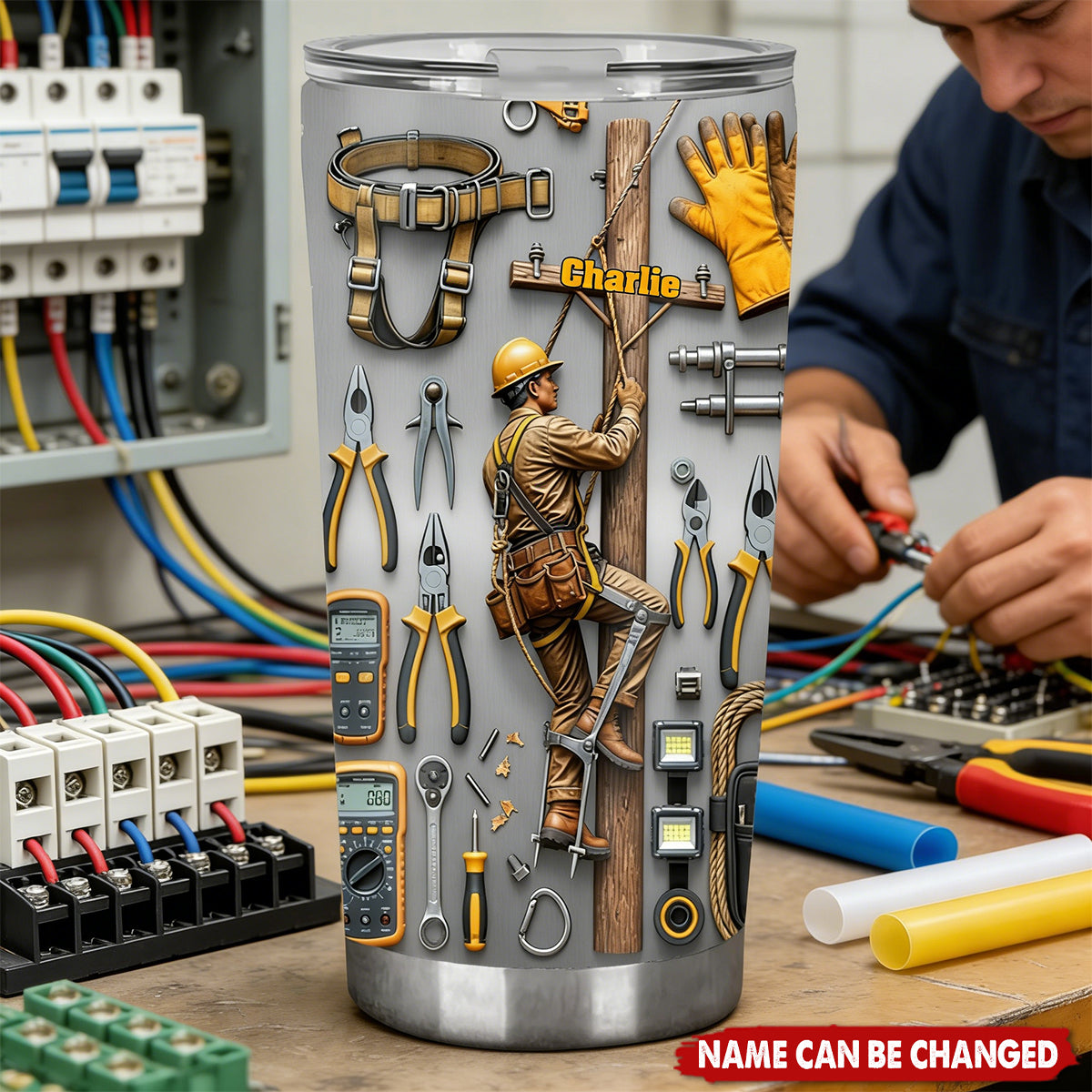 Strength Of The Line - Personalized Lineman Tumbler