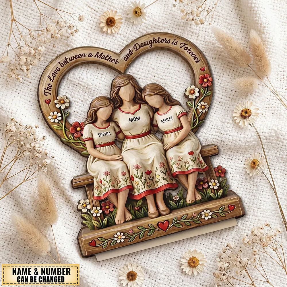 Rooted in Love Mother Daughters - Personalized 2-Layered Wooden Plaque - Gift For Mom