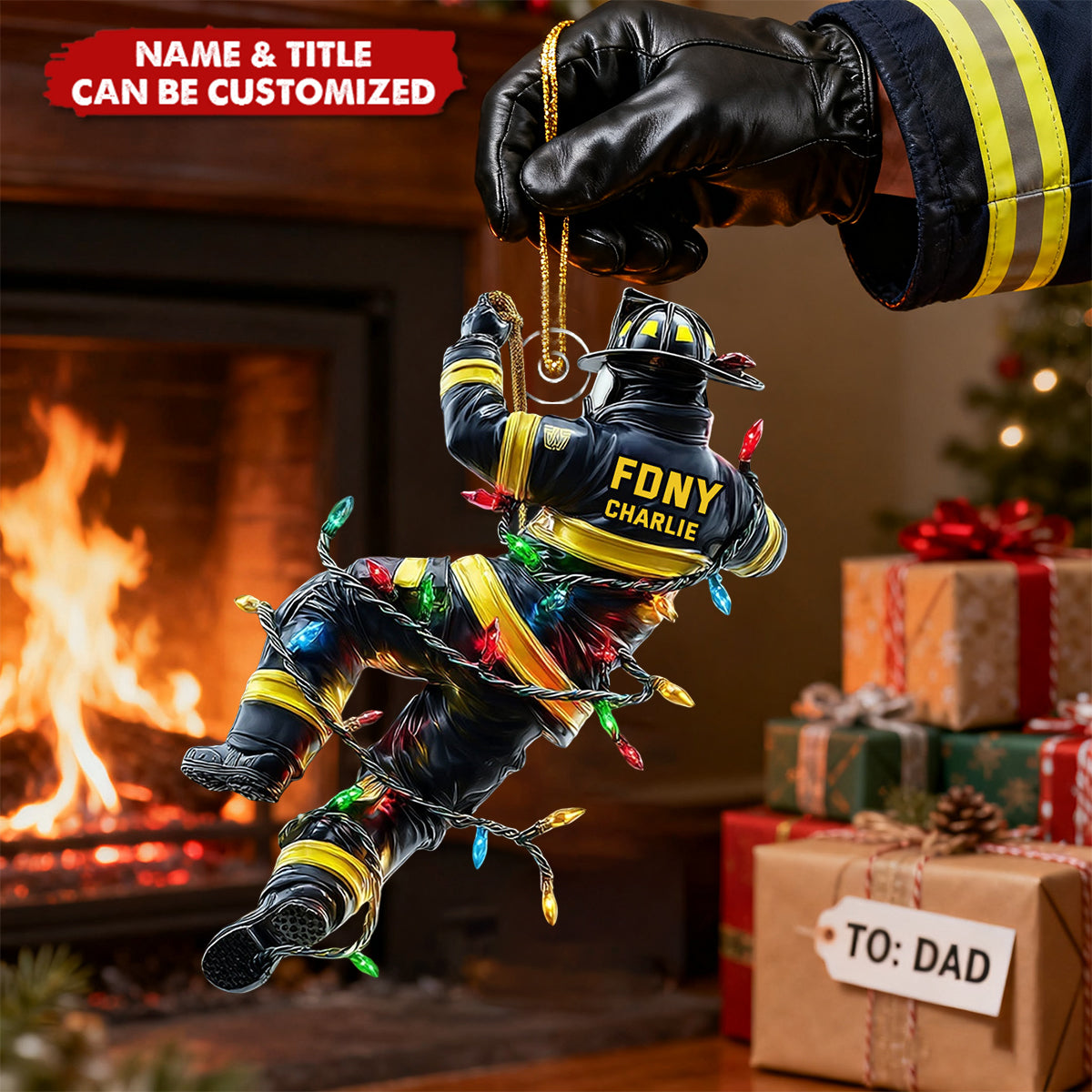 Holiday Rescue - Personalized Firefighter Acrylic Ornament
