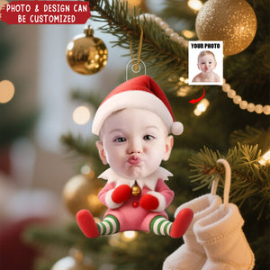 Custom Kid Face Cute Elf Baby - Personalized Acrylic Photo Ornament