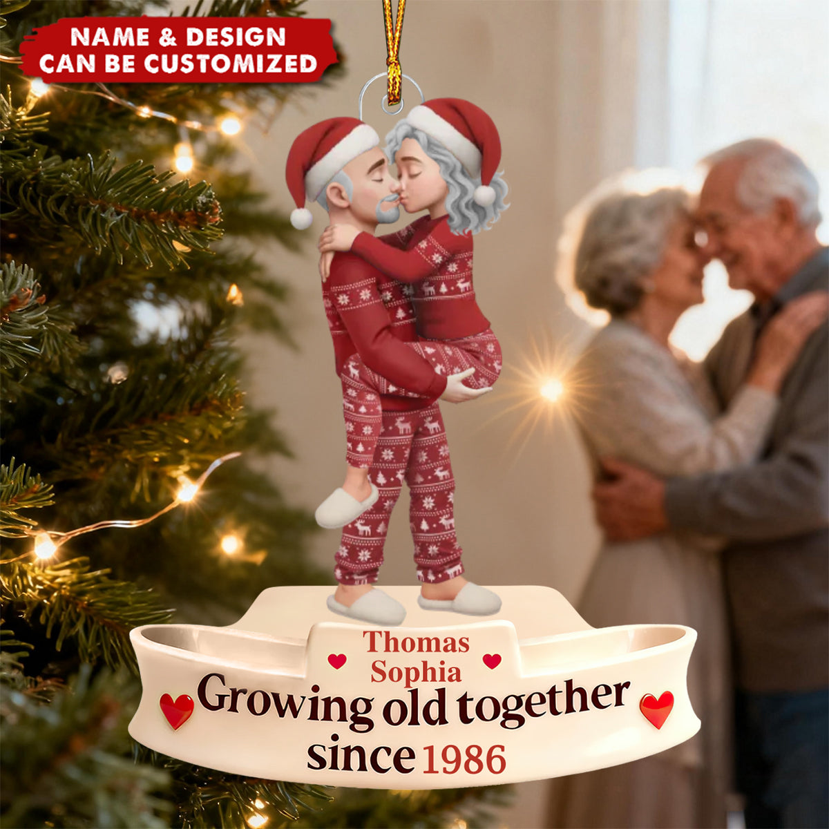 Personalized Couple Hug Acrylic Ornament, Christmas Gift For Grandparents, Husband And Wife