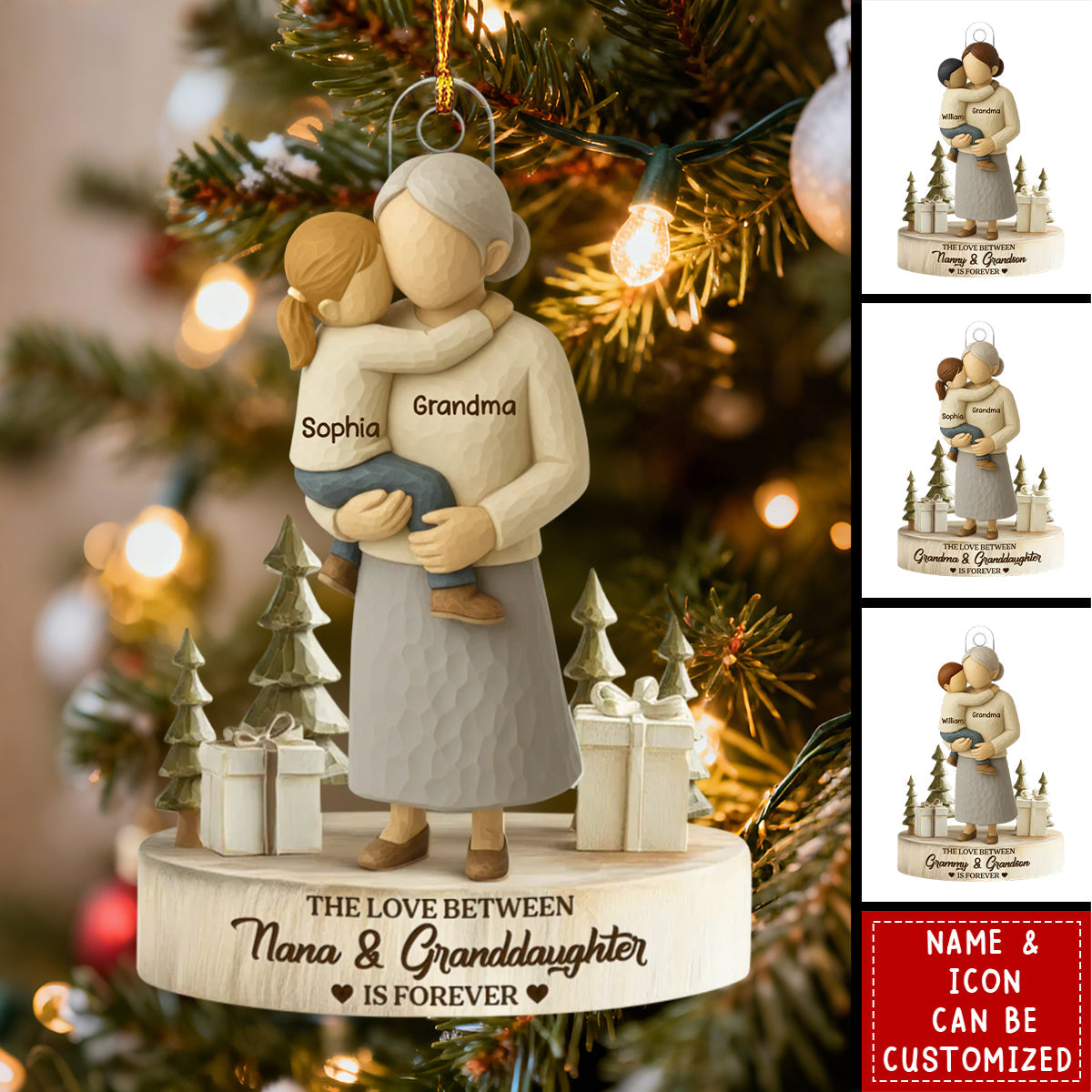 The Love Between Grandma and Grandson, Granddaughter is Forever - Personalized Acrylic Ornament