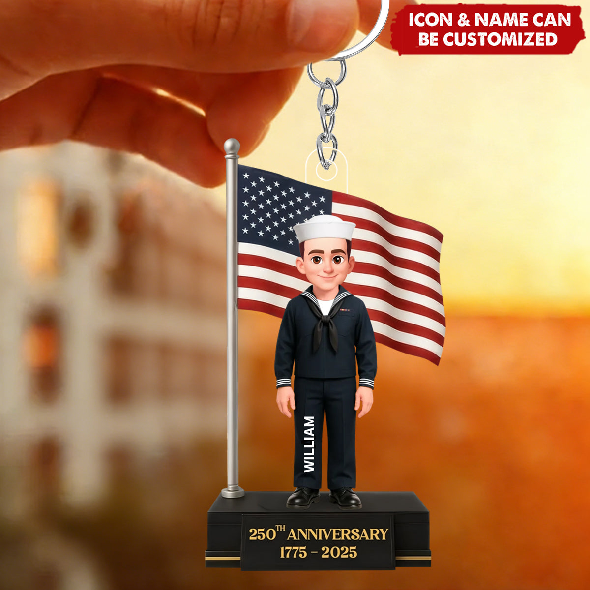 250th Anniversary Military Action Figure - Personalized Acrylic Keychain