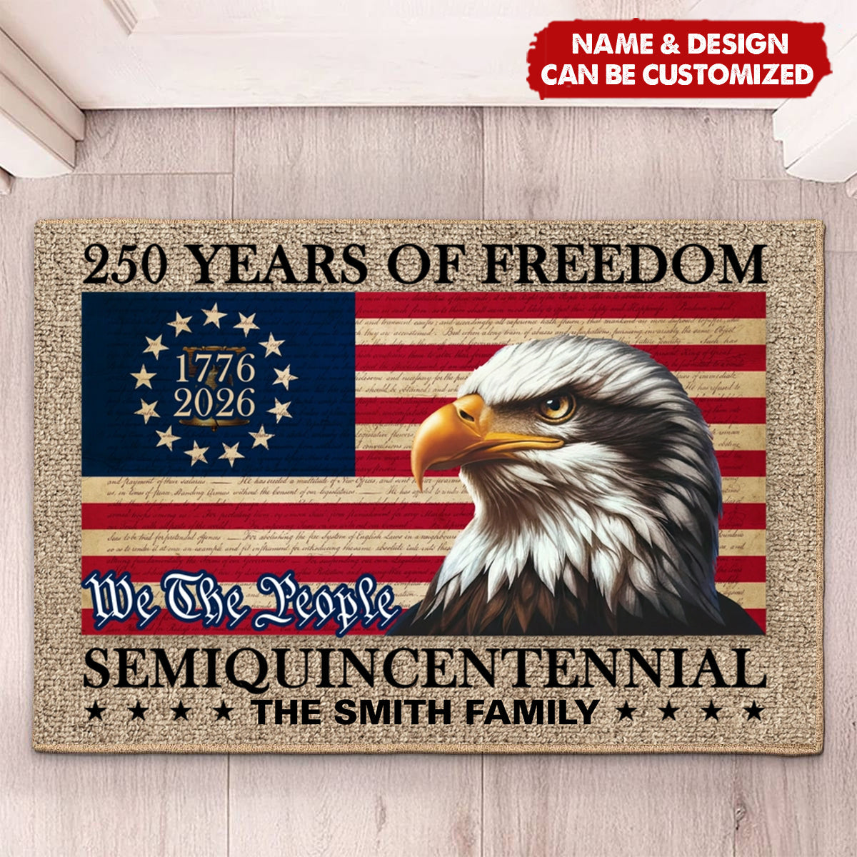 250 Years of Freedom Semiquincentennial Eagle American Flag Doormat