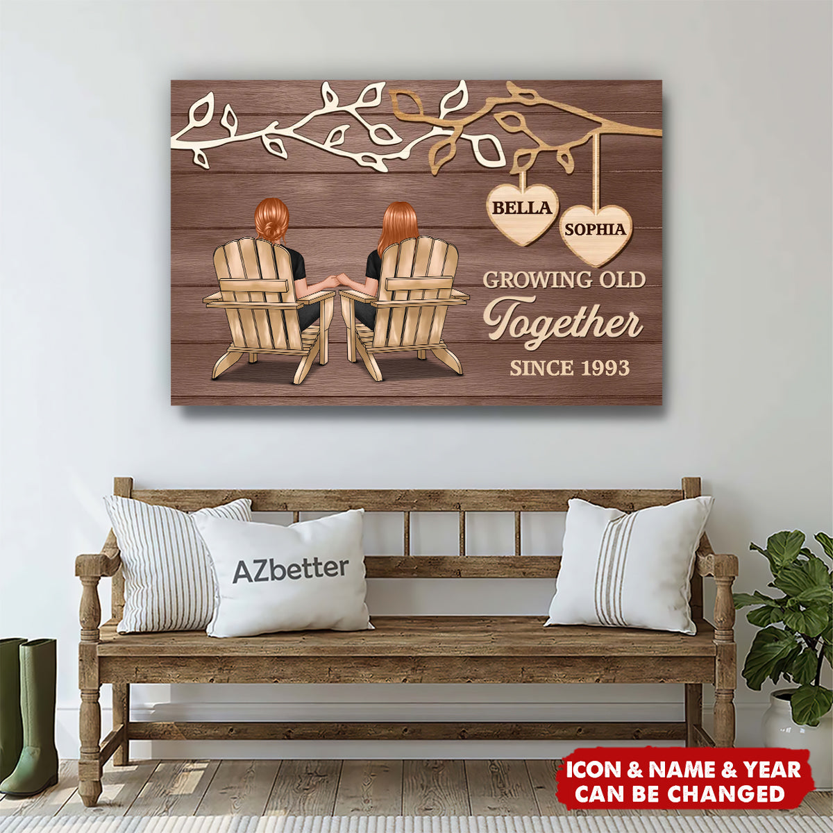 Rustic Vintage Tree Branch Couple Forever Together - Personalized Poster - Gift For Family
