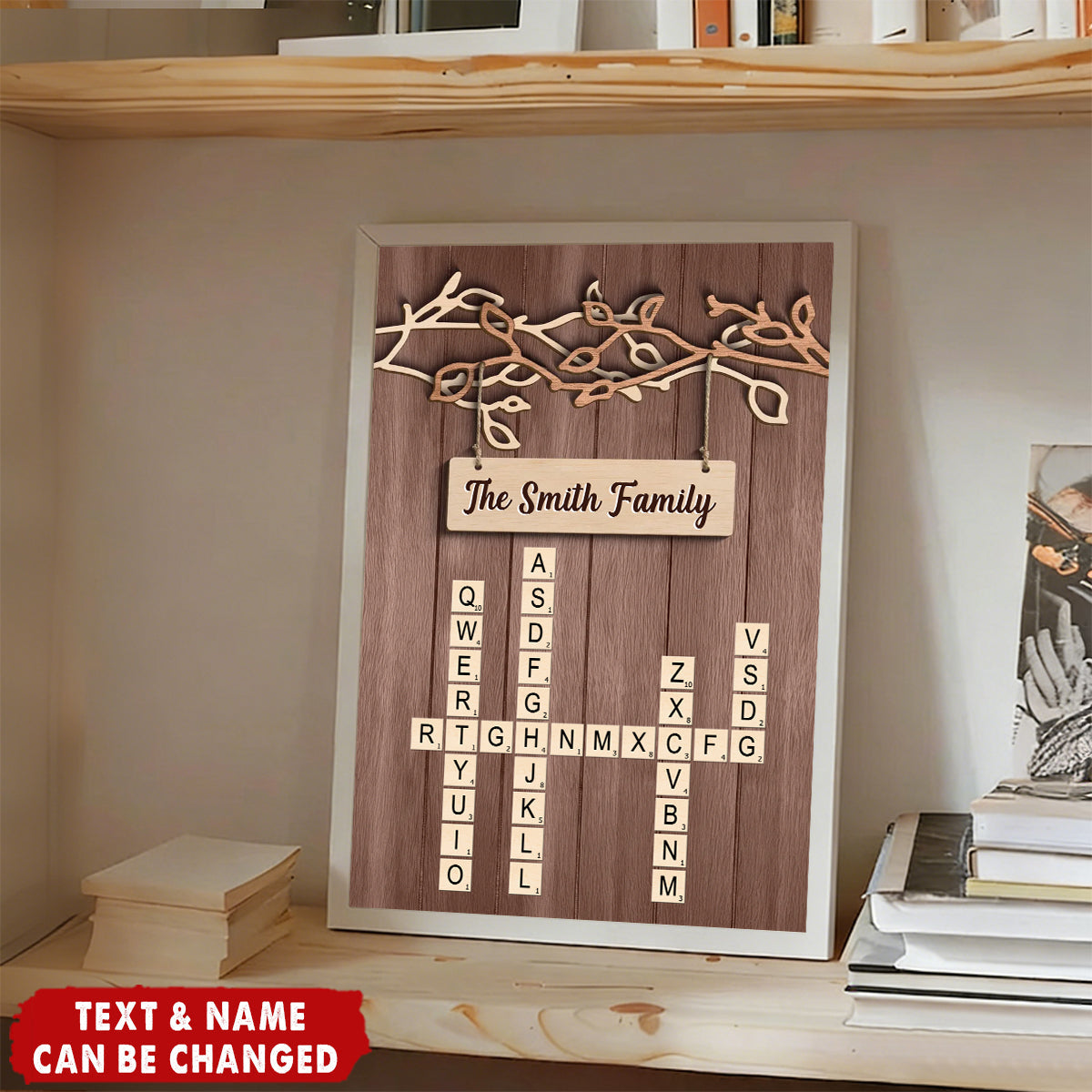 Rustic Vintage Tree Branch Family Crossword Puzzle Art - Personalized Poster - Heartfelt Christmas Gift For Family