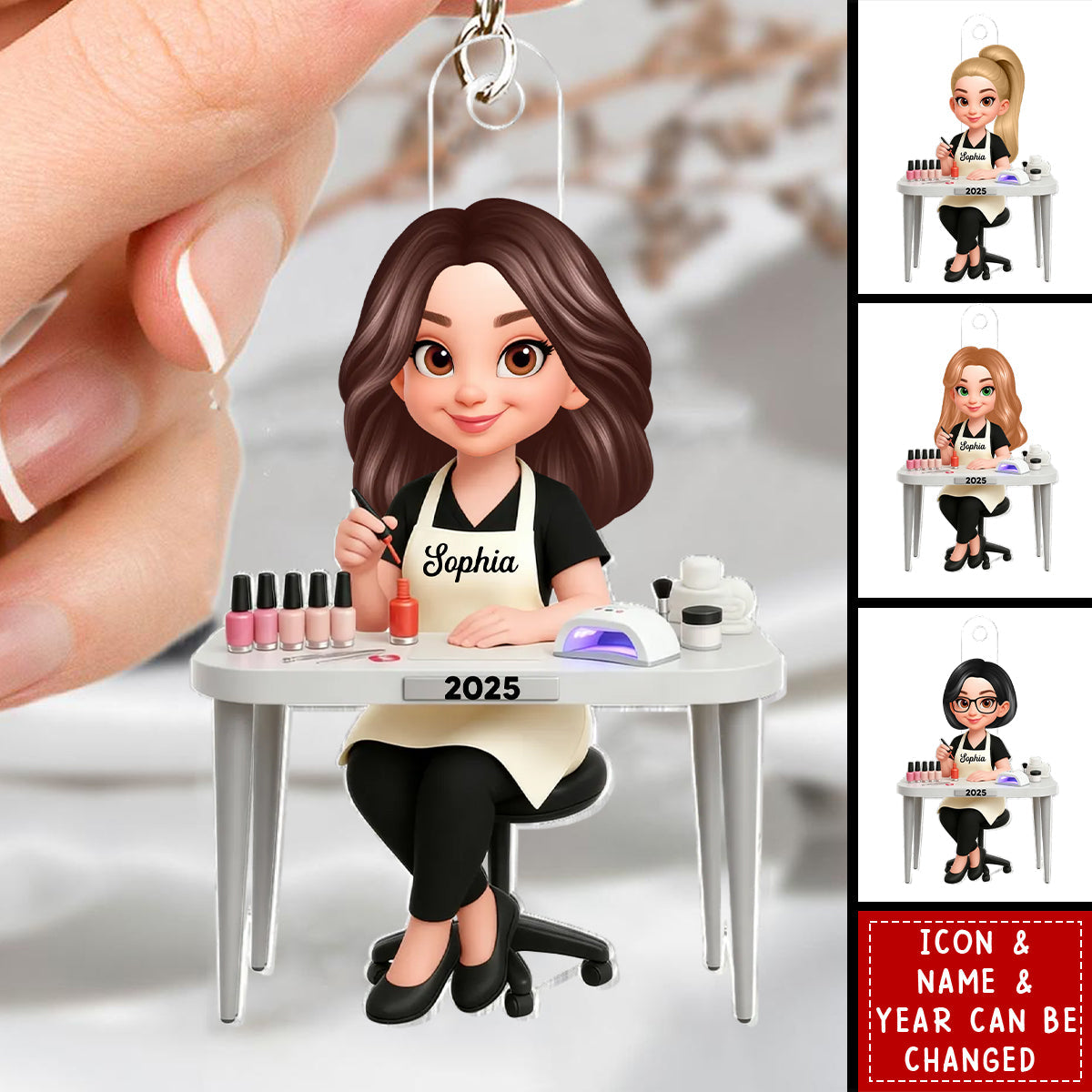 Nail Technician - Personalized Acrylic keychain - Gift For Nail Technician, Nails Decor, Beauty Salon, Woman, Girl