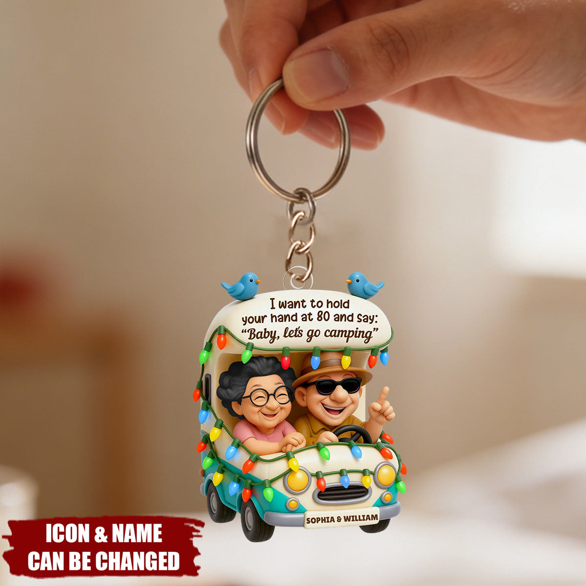 Baby Let's Go Camping Old Couple - Personalized Acrylic Keychain