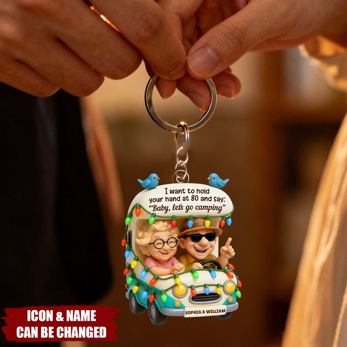 Baby Let's Go Camping Old Couple - Personalized Acrylic Keychain
