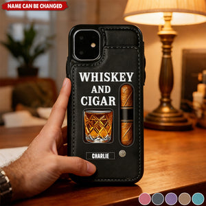 Whiskey & Cigar - Personalized Whisky Wallet Phone Case