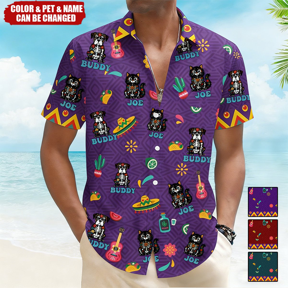 Day Of The Dead Dog Cat Hispanic Mexican Latinos Latinx - Personalized Hawaiian Shirt