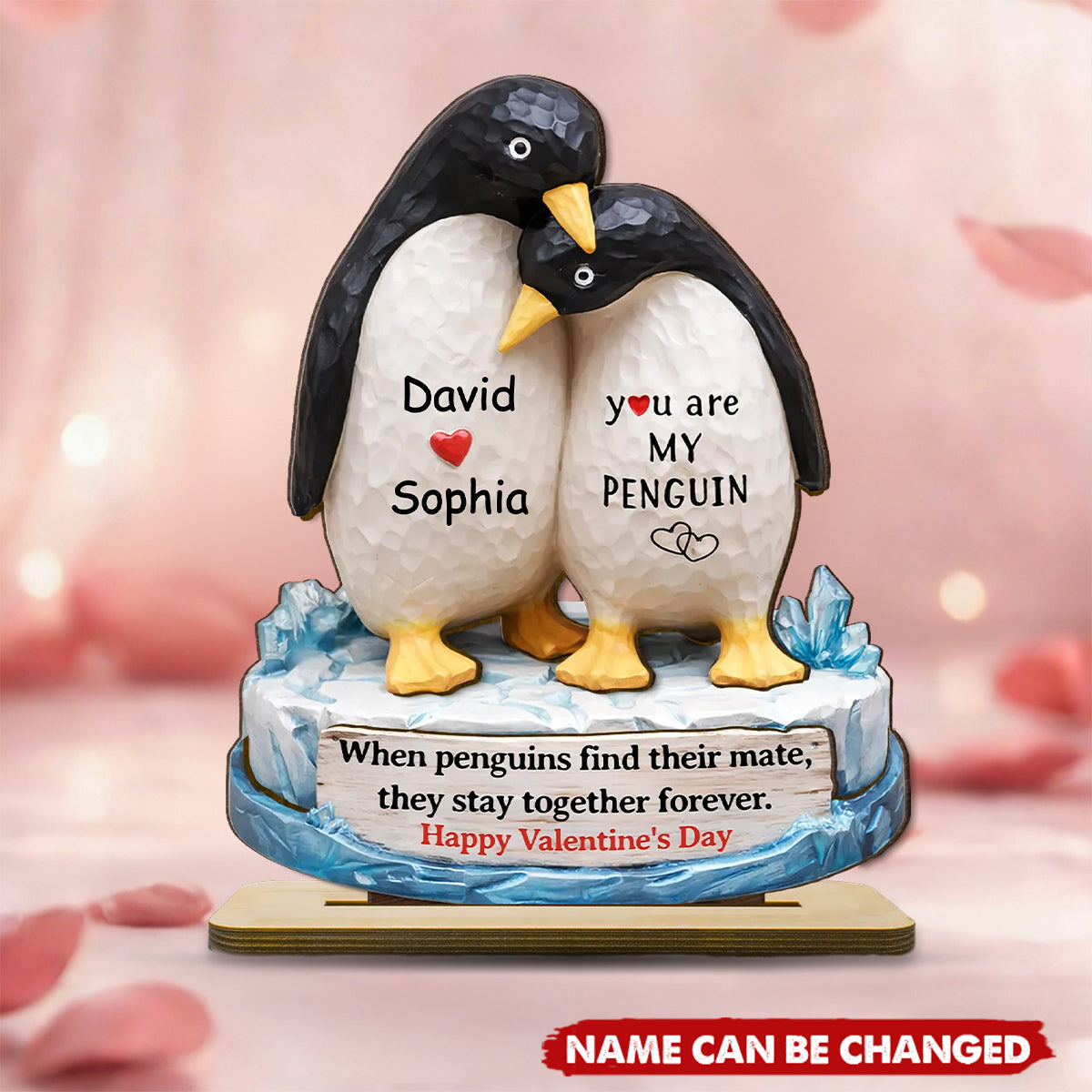 You Are My Penguin - Personalized 2-Layered Wooden Plaque - Sentimental Wedding Anniversary Gift, Valentine's Day Gift