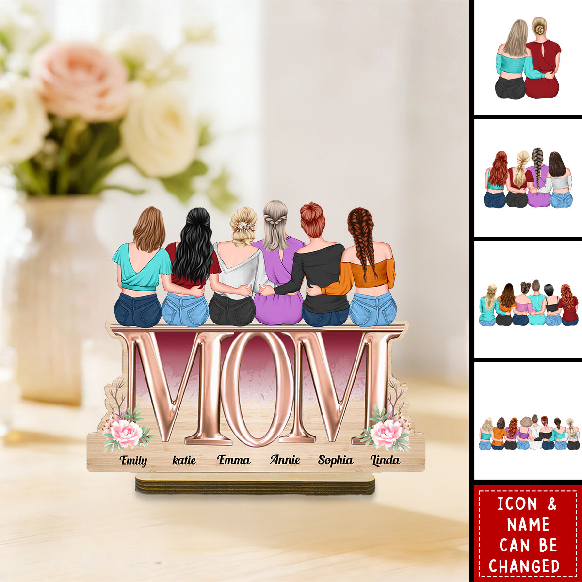 Mother & Children Mother's Day Gift For Mom - Personalized Wooden Plaque