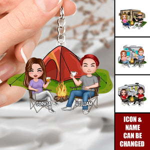 Doll Couple Camping Gift Personalized Acrylic Keychain