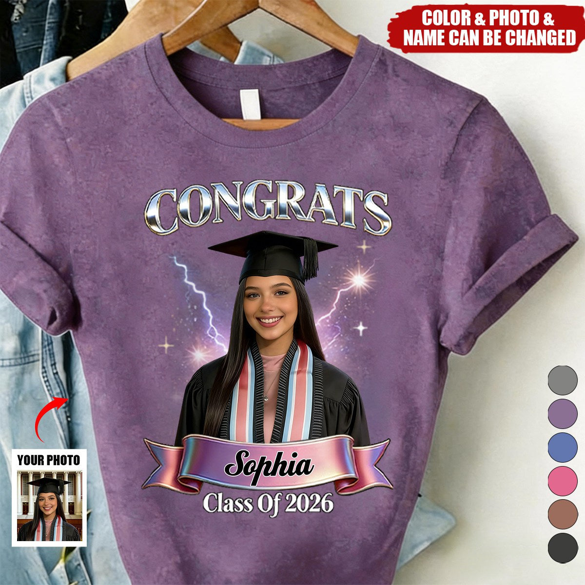 Class Of 2026 - Personalized Graduation Wash T-Shirt