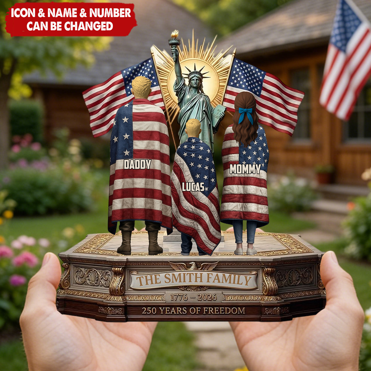 250th Anniversary Patriotic Family Plaque – Personalized Gift For Family