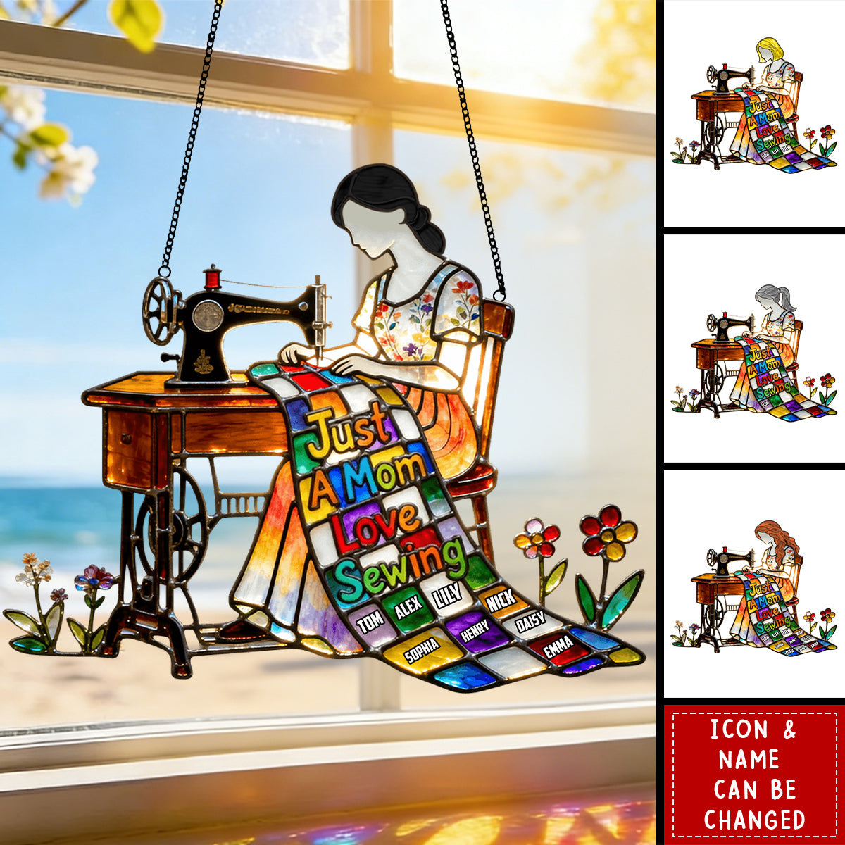 Sewing Mom 1 Layer Suncatcher - Personalized Gifts For Mother's Day Suncatcher Ornament