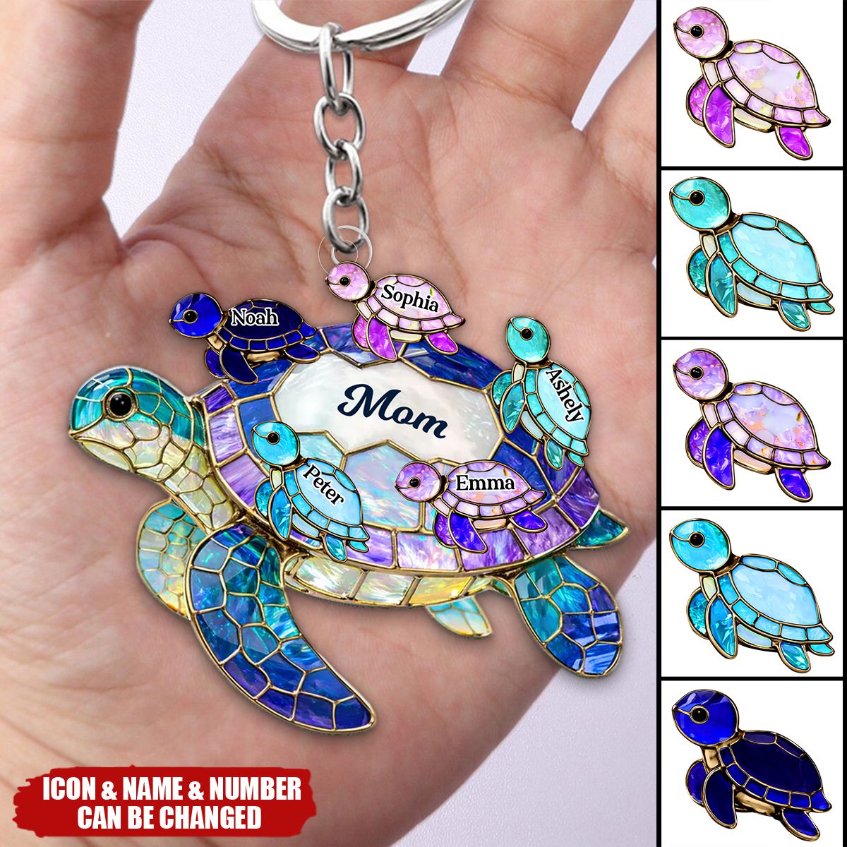 Mom Grandma Sea Turtle - Personalized Acrylic Keychain - Mother's Day Gift for Her