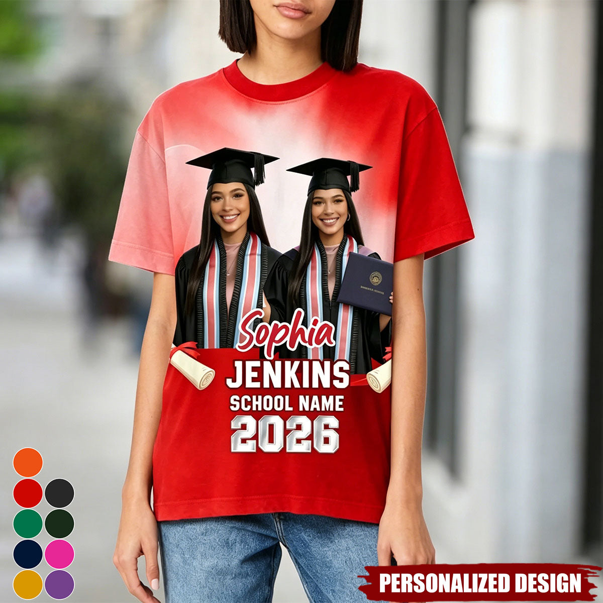 Class Of A 2026 2027 2028 2029 Graduate Custom Photo - Personalized Shirt - Family Matching Graduation Shirt, Graduation Party Gift, Senior Class of 2026
