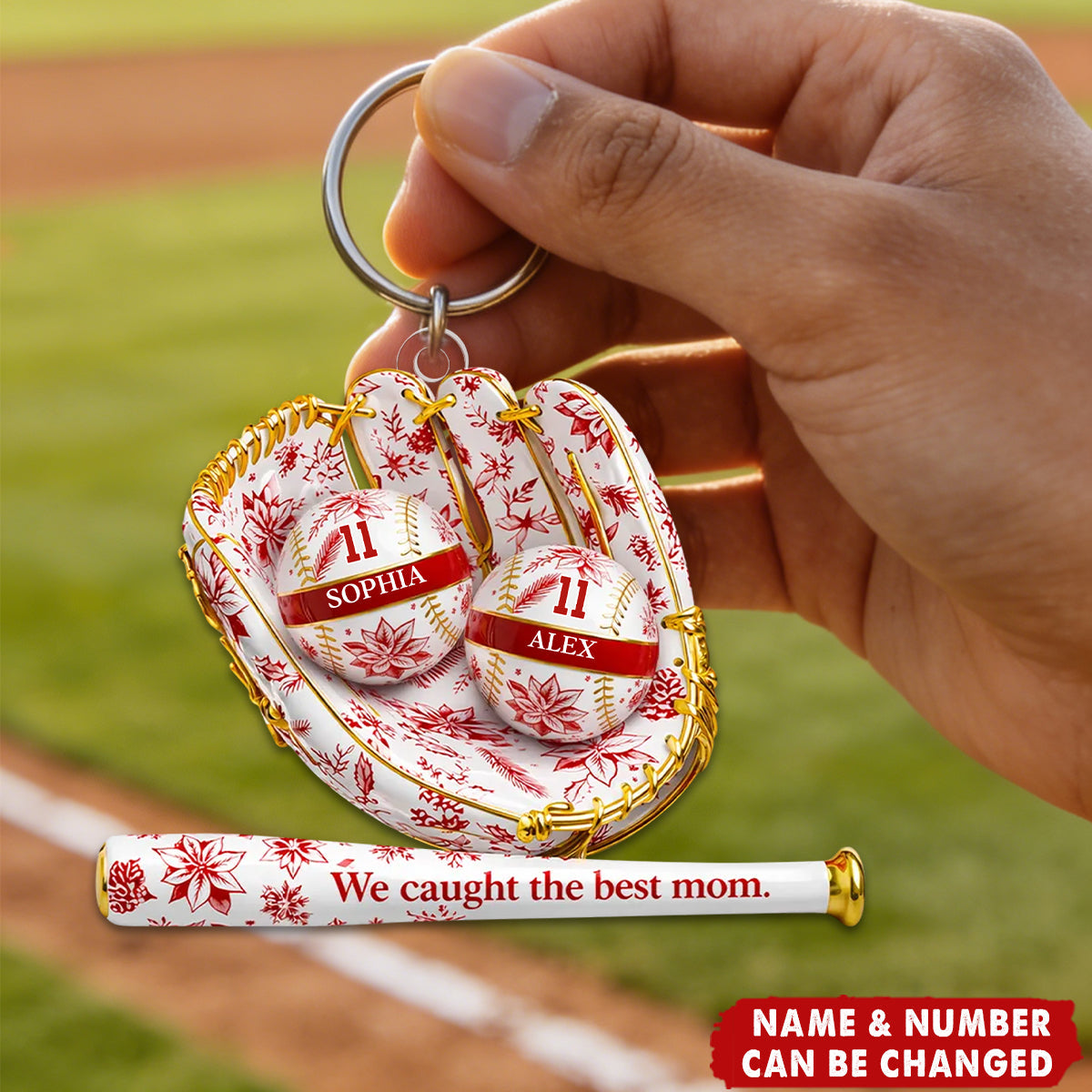 We Caught the Best Mom Toile De Jouy Pattern - Personalized Acrylic Keychain - Mother's Day Gift for Mom, Wife