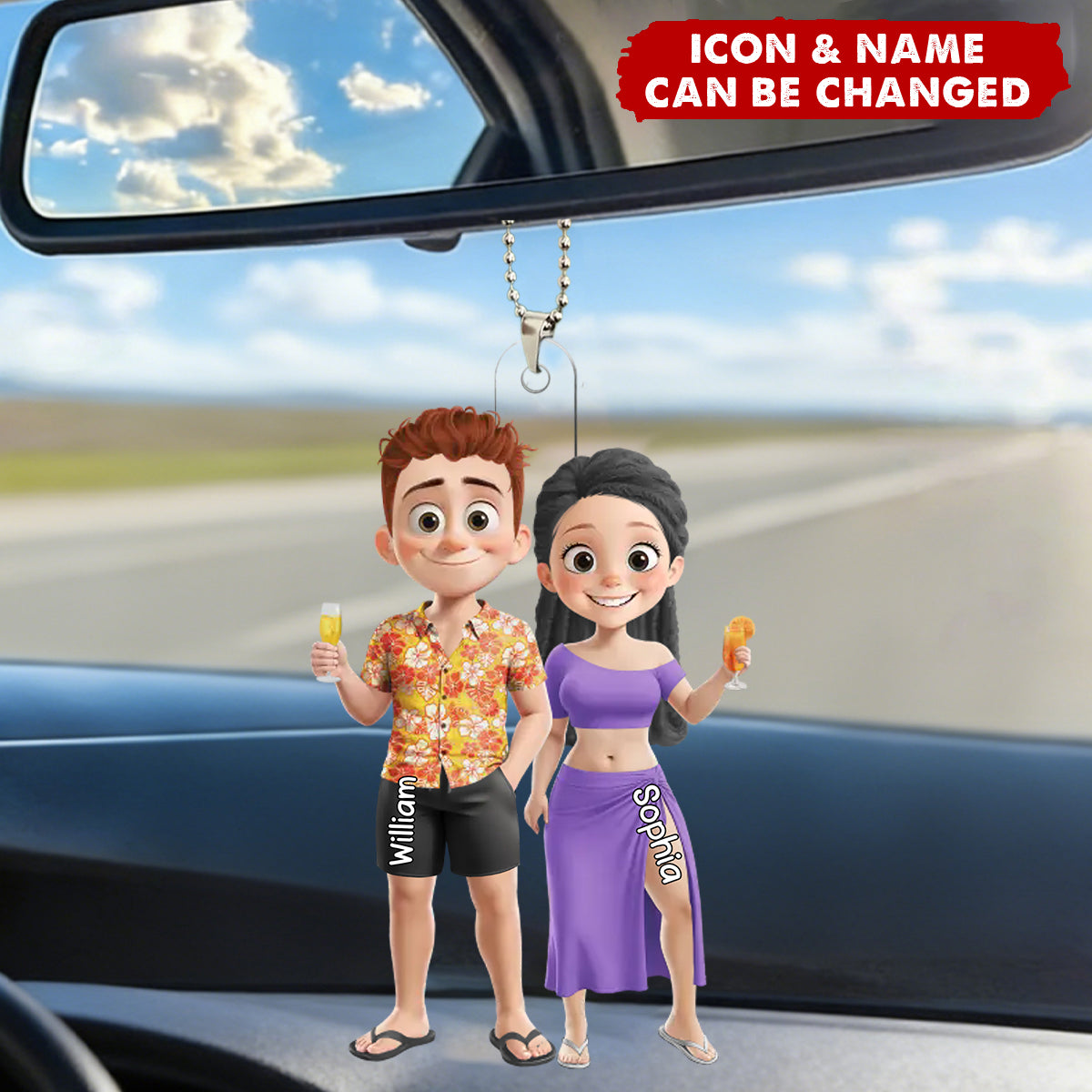 Acrylic Car Ornament - Personalized Summer Vacation And Travel Gifts For Husband And Wife, Him And Her - Together Is My Favorite Place