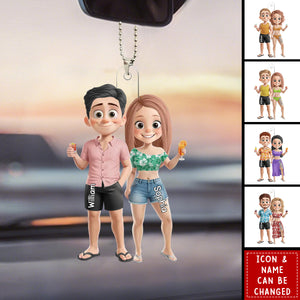 Acrylic Car Ornament - Personalized Summer Vacation And Travel Gifts For Husband And Wife, Him And Her - Together Is My Favorite Place