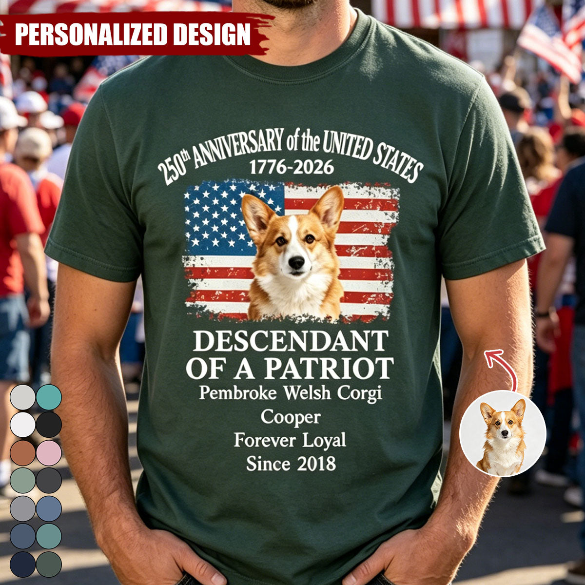 Custom Dog Photo Descendant Of A Patriot USA 250th Anniversary 1776 - 2026 Comfort Shirt