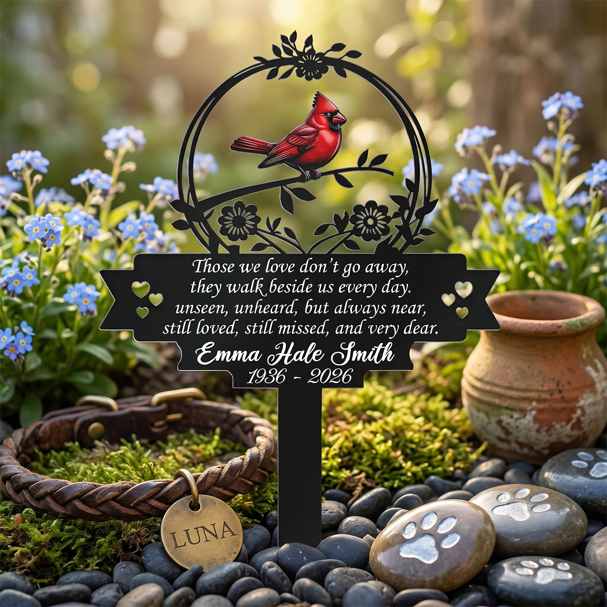 Those We Love Don't Go Away Grave Marker Remembrance Gift - Personalized Garden Stake