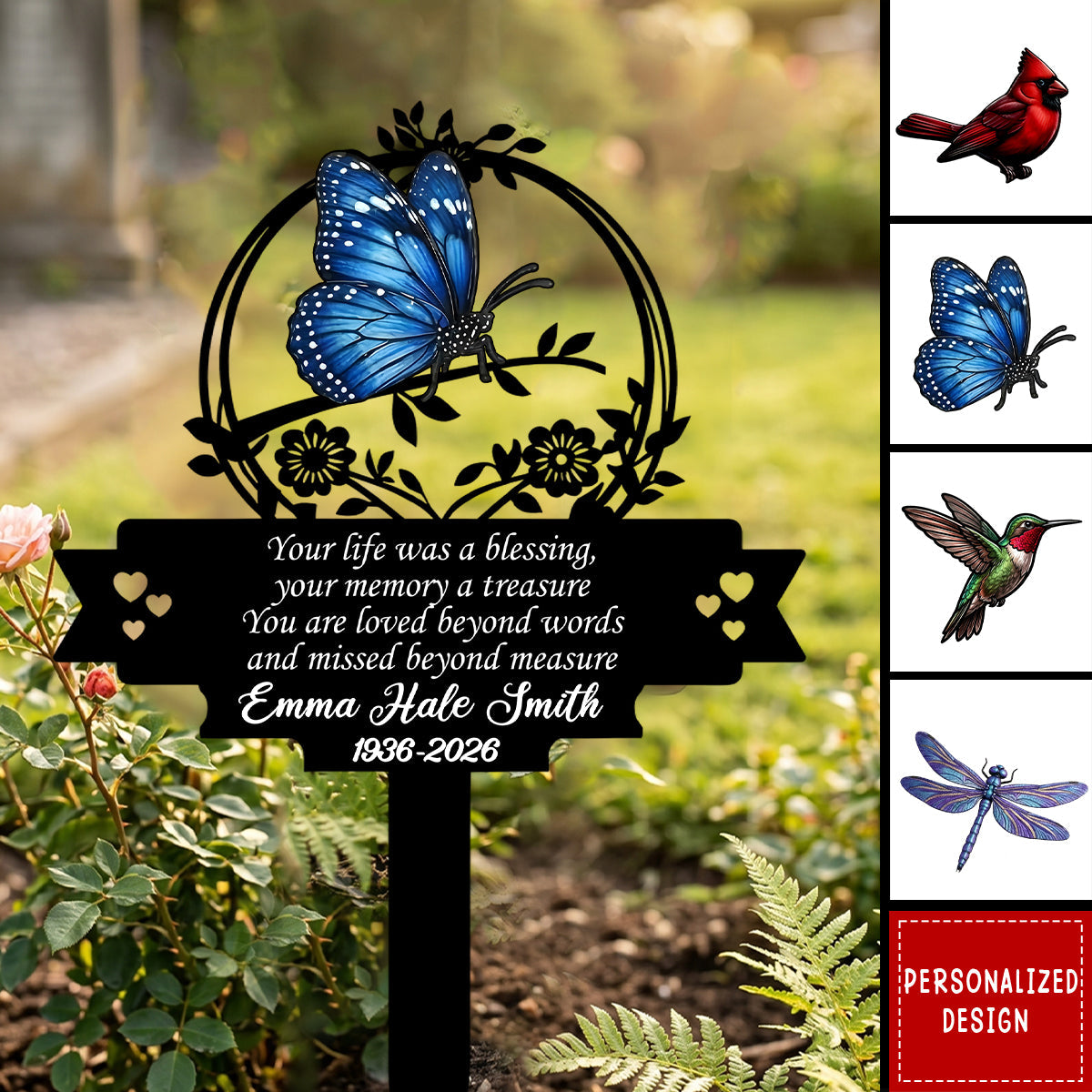 Those We Love Don't Go Away Grave Marker Remembrance Gift - Personalized Garden Stake