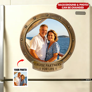 Custom Photo Cruise Ship Door Magnet - Personalized Summer Vacation And Travel Gifts For Husband And Wife, Him And Her - Sailing Into Our Next Adventure