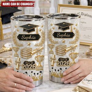 Personalized Name Class Of 2026 Graduation Tumbler, Grad Gift For Daughter From Parents