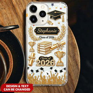 Custom Name Graduation Clear Phone Case, Grads Gift For Daughter From Mom Dad, Class Of 2026, Graduation Phone Case Gift For Her, Congrats