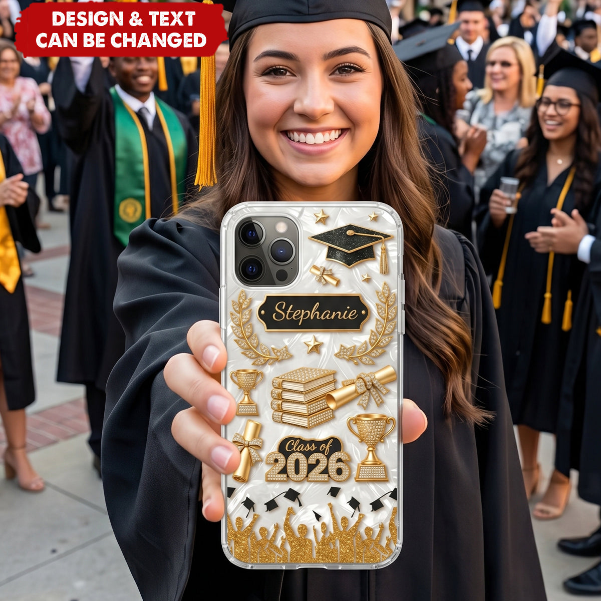 Custom Name Graduation Clear Phone Case, Grads Gift For Daughter From Mom Dad, Class Of 2026, Graduation Phone Case Gift For Her, Congrats
