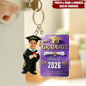 Personalized 2026 Graduate Keychain, Class of 2026 Senior Gift, Backpack Purse Charm, Inspirational Gift