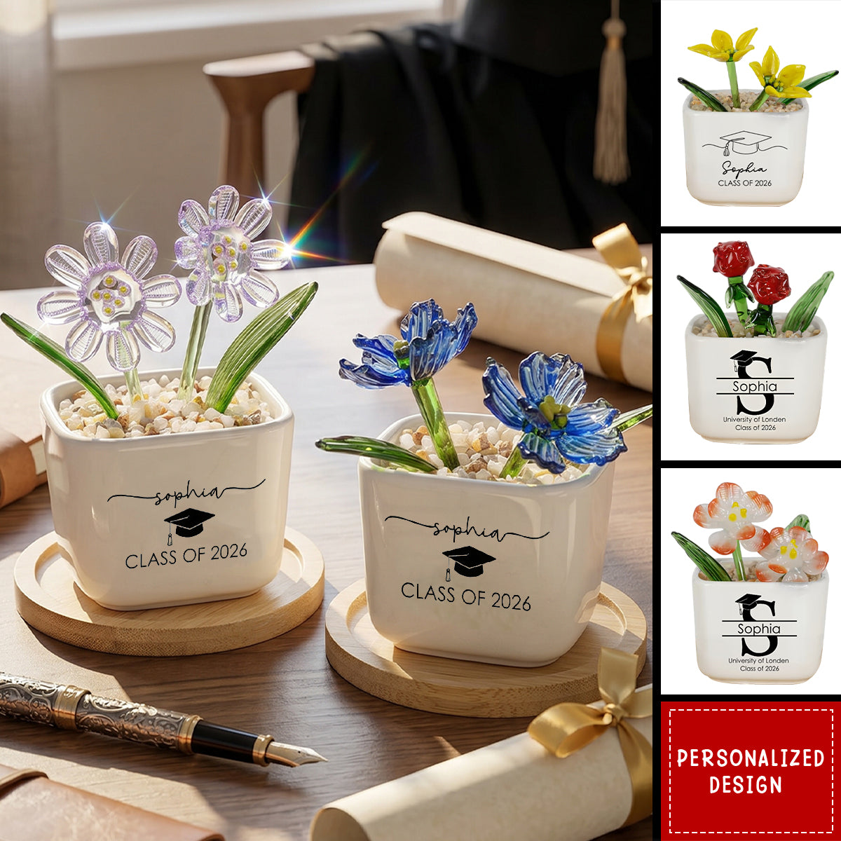 Graduation Gift For Her Him - Personalized Plant Pot