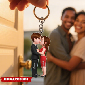 Romantic Couple - Personalized Acrylic Keychain - Heartfelt Valentine's Day Gift for Her, for Him