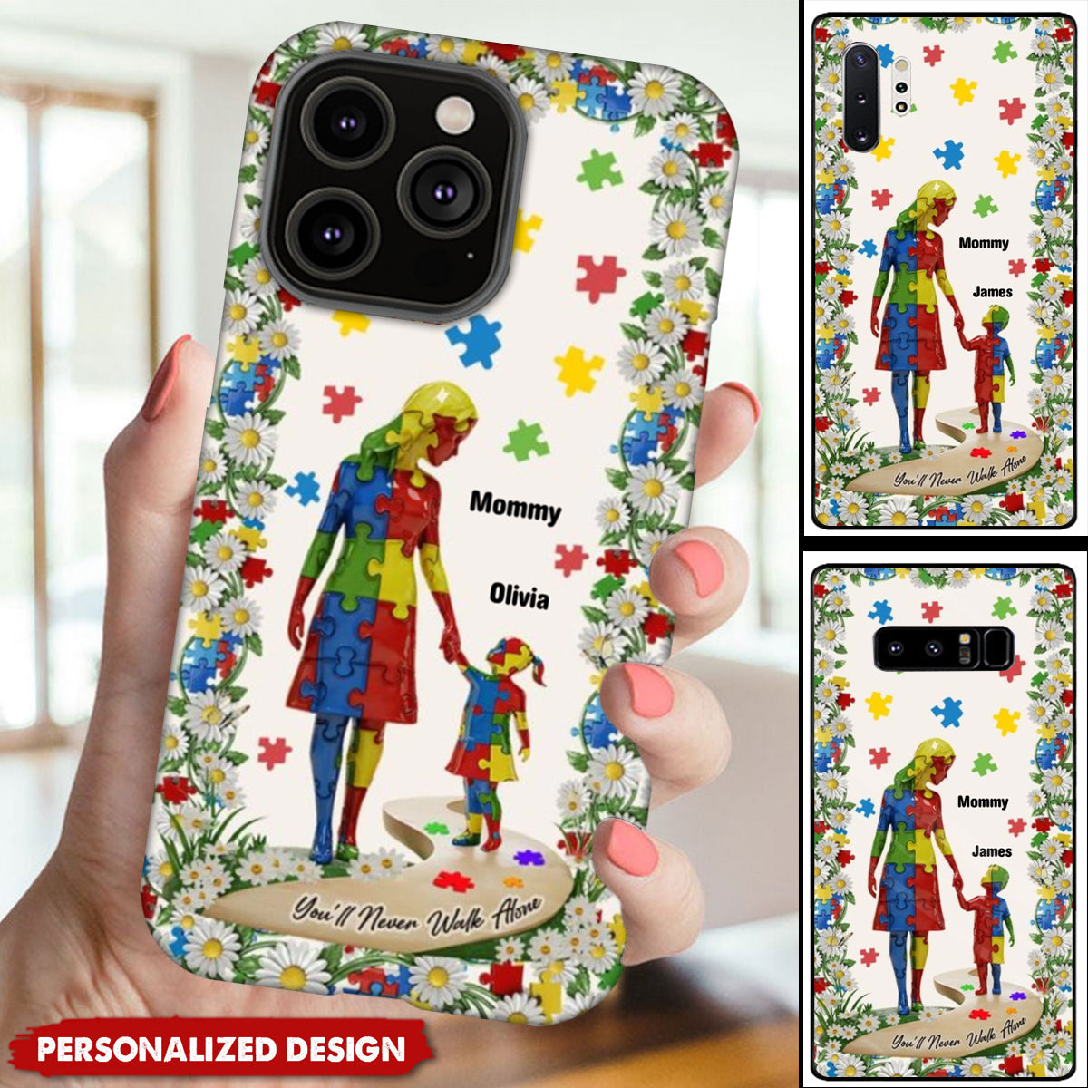 You'll Never Walk Alone - Personalized Full Print Phone Case Caring for Autism