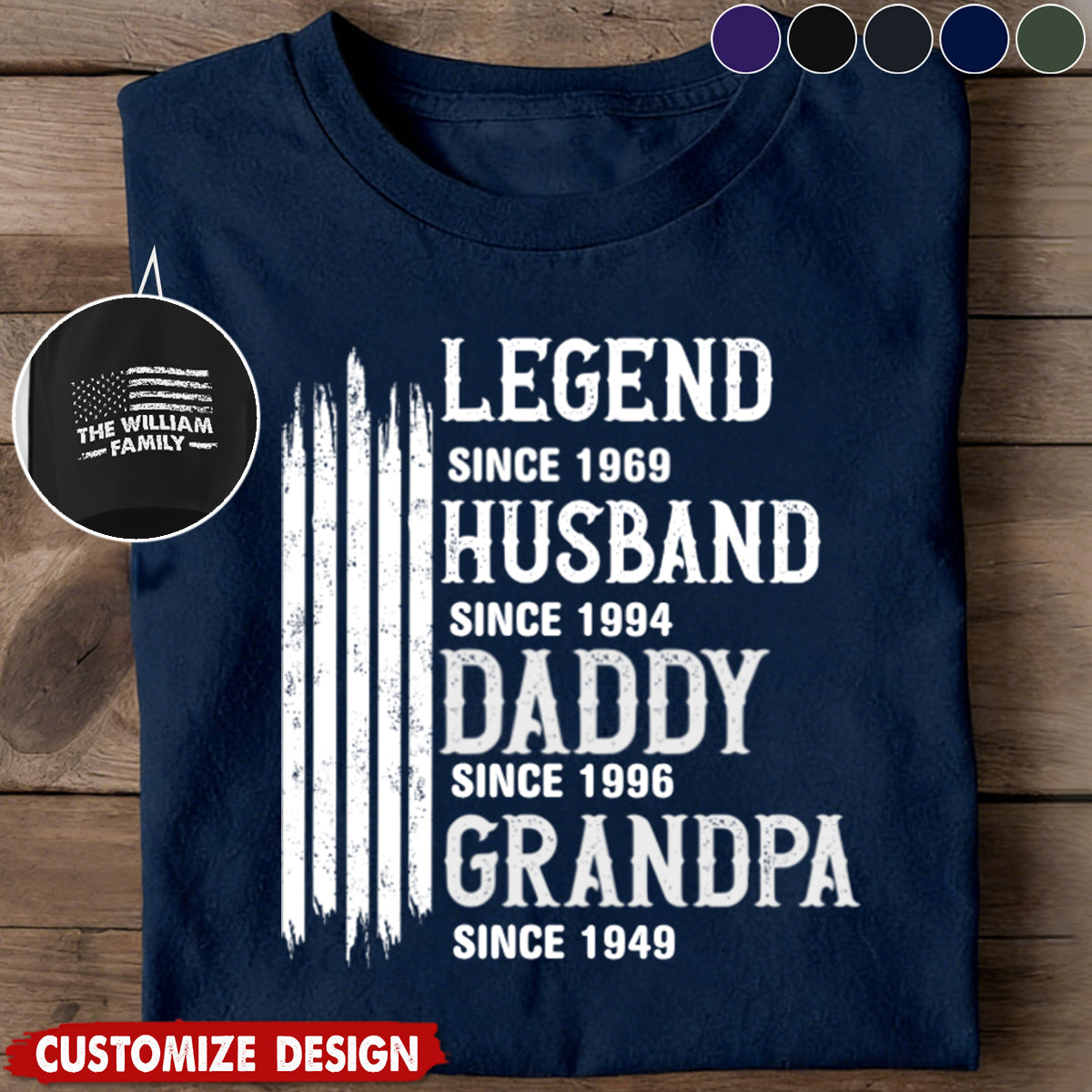 Custom Unisex T-Shirt With Design On Sleeve - Personalized Birthday Gifts For Dad, Grandpa