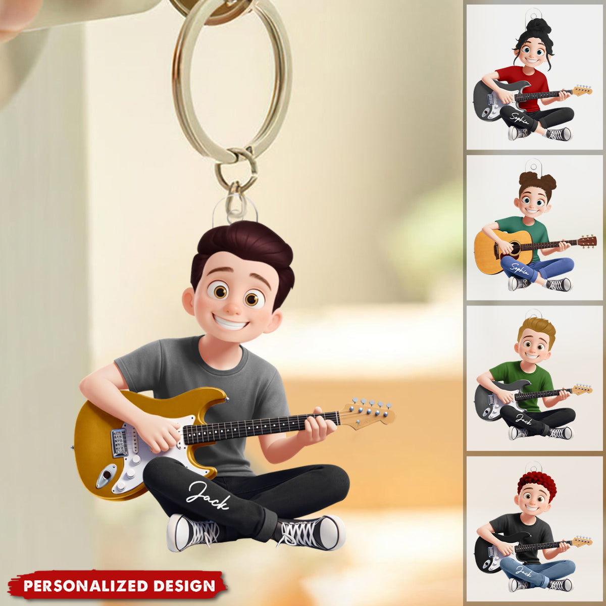 All I Need Is This Guitar - Personalized Personalized Keychain - Gifts For Music Lovers