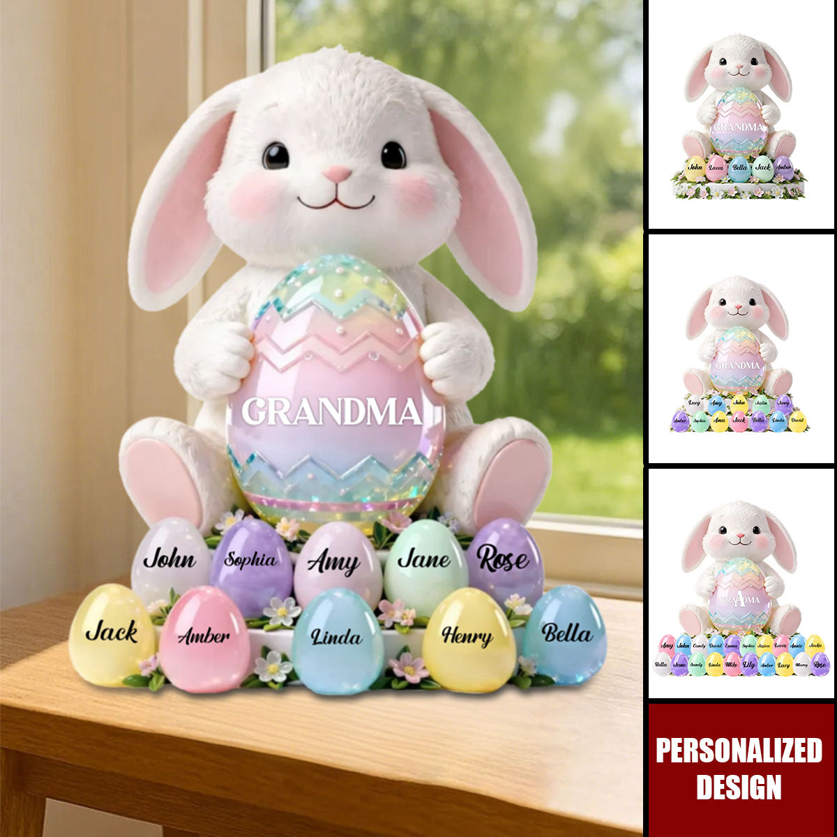 Personalized Bunny Acrylic Block Plaque Heartfelt Easter Gift For Mom, Grandma