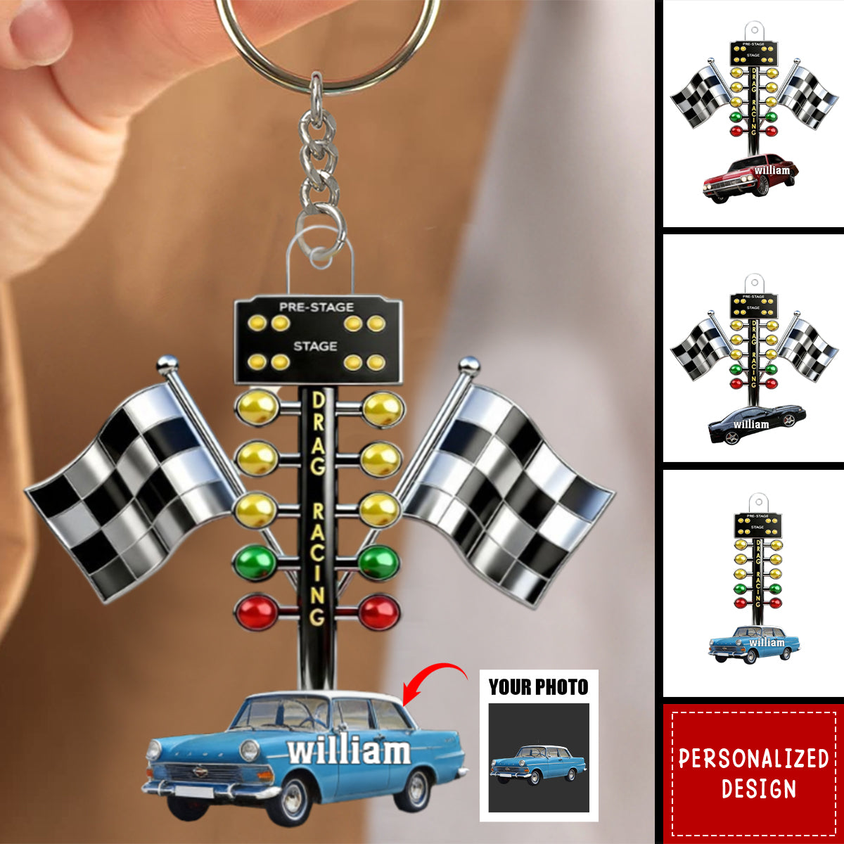 Custom Photo Acrylic Keychain - Personalized Gift For Racing Lovers
