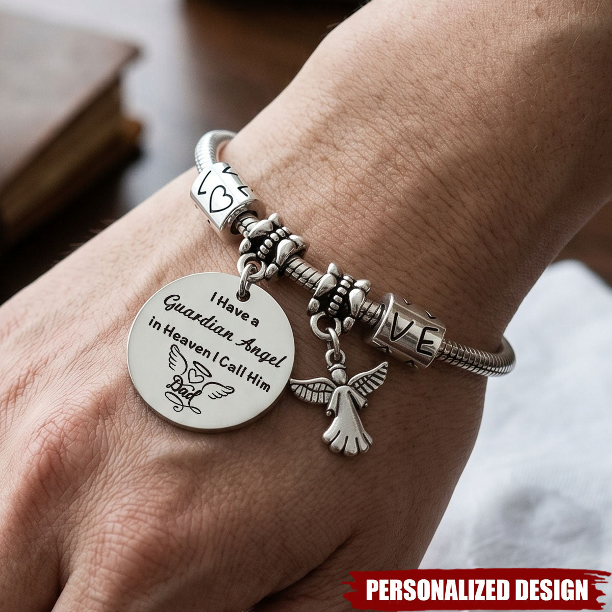 I have a guardian Angel in heaven - Personalized Memorial Gifts Bracelet