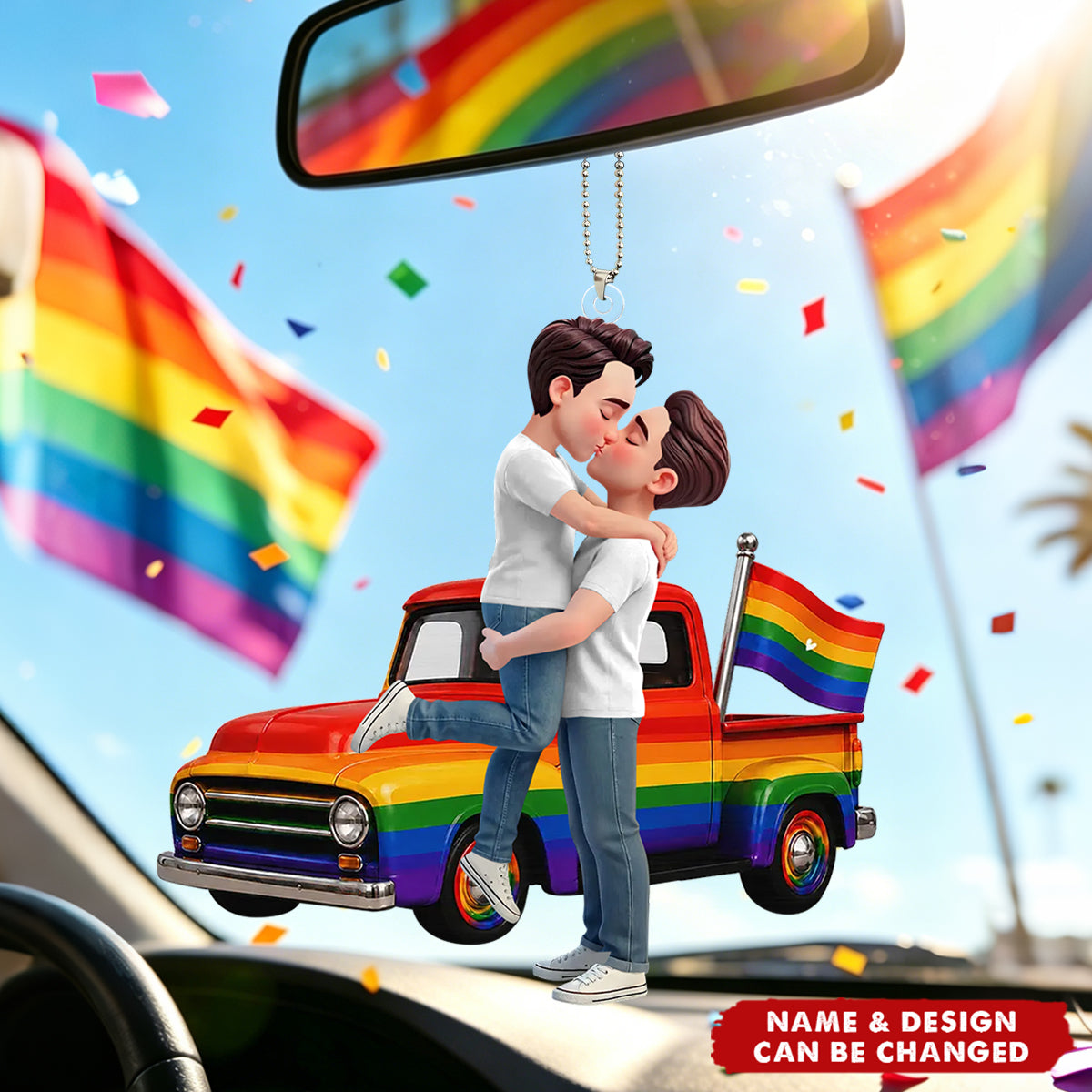 LGBT+ Couple Forever Love Wins - Personalized Car Hanger - Gift For Couple, Happy Pride Month