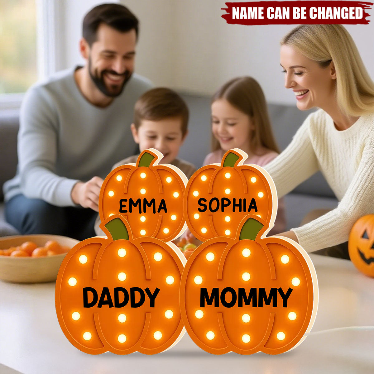 Family Pumpkin Patch Marquee Texture Fall Season Personalized Flat LED Light Box, Cozy Fall Vibe Home Decoration