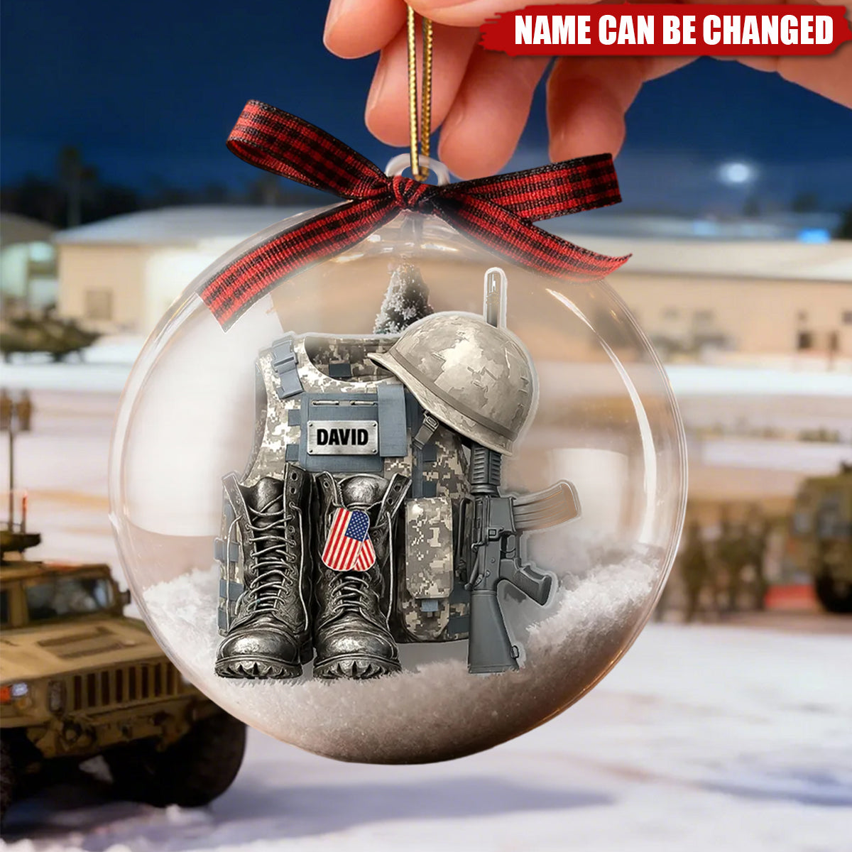 Military Uniform - Personalized Snow Globe Ornament - Christmas Gift for The Military