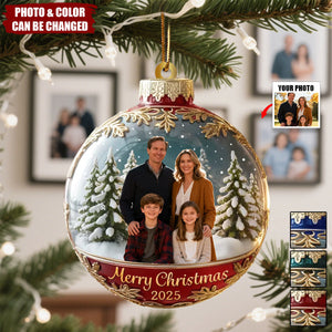 Custom Photo Acrylic Ornament -  Christmas Birthday Gifts For Family - Happiness Is Hanging Right Here